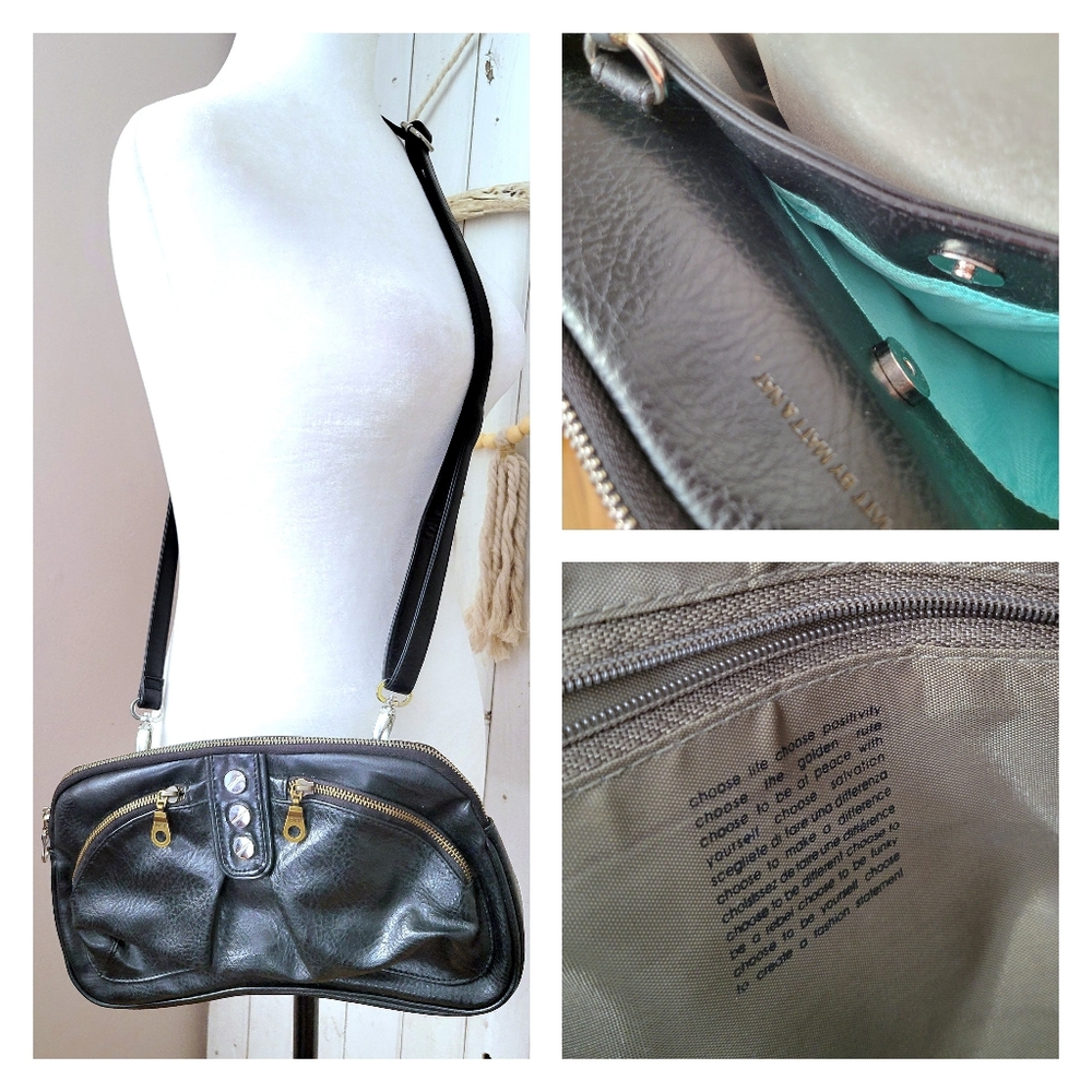 MATT & NAT | EDGY VEGAN LEATHER CONVERTIBLE BAG BLACK